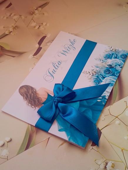 Convite de 15 Anos Boneca Azul Royal A4