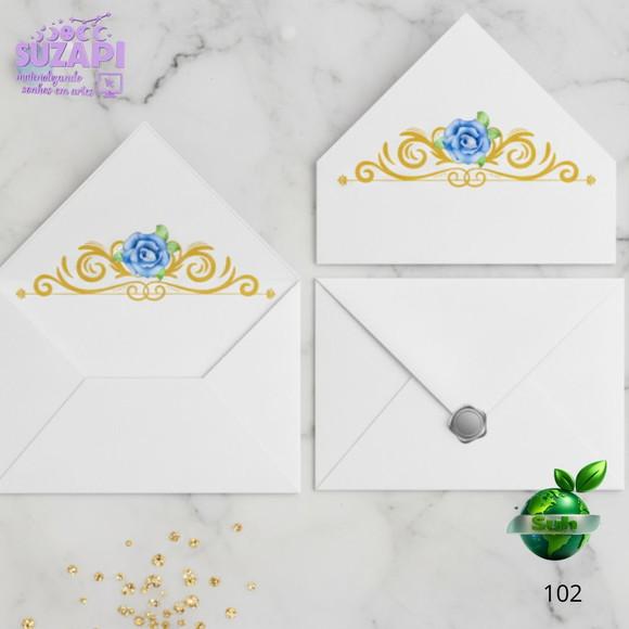 Convite de 15 Anos com Floral Azul com Lacre de Cera