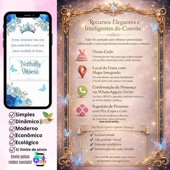 Convite de 15 Anos Essencial Video Jardim Encantado + Brinde