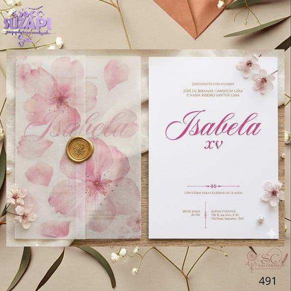 Convite de 15 Anos Floral Rosa Especial