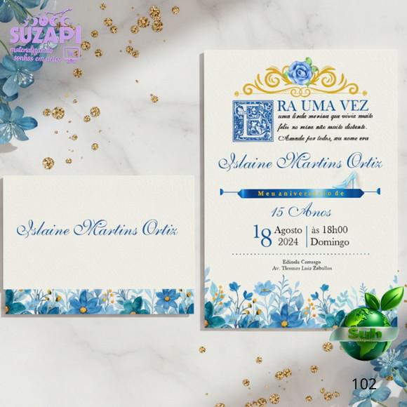 Convite de 15 Anos Realeza Azul