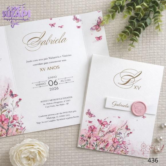 Convite de 15 Jardim Encantado Rosa Especial