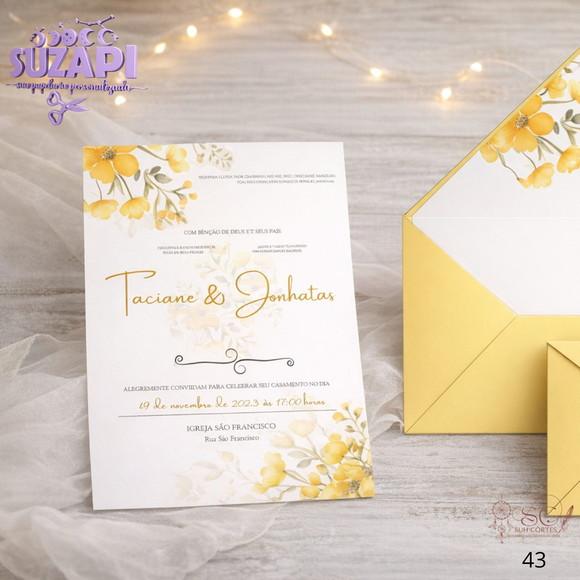 Convite de Casamento Amarelo Exclusivo