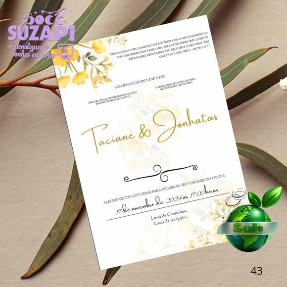 Convite de Casamento Amarelo Forrado C/lacre de Cera
