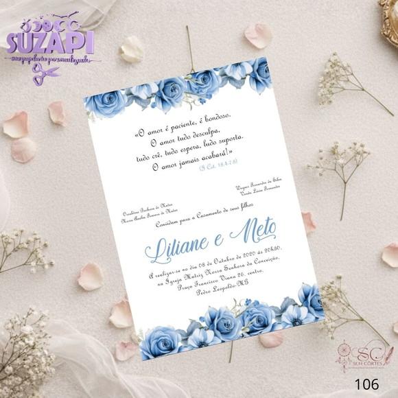 Convite de Casamento Azul Bebê Tam A5
