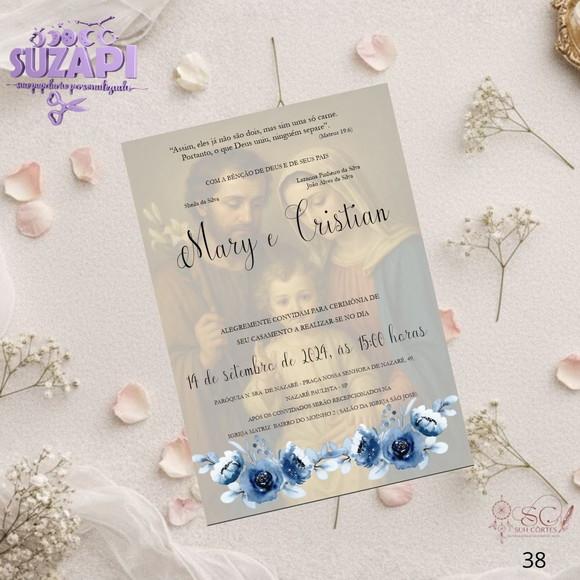 Convite de Casamento Azul Marinho c/ Foto 2 Tam A5