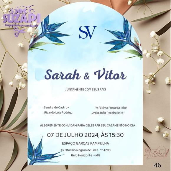Convite de Casamento Azul Marinho Exclusivo