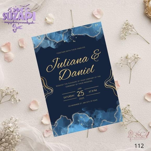 Convite de Casamento Azul Marinhotam A5