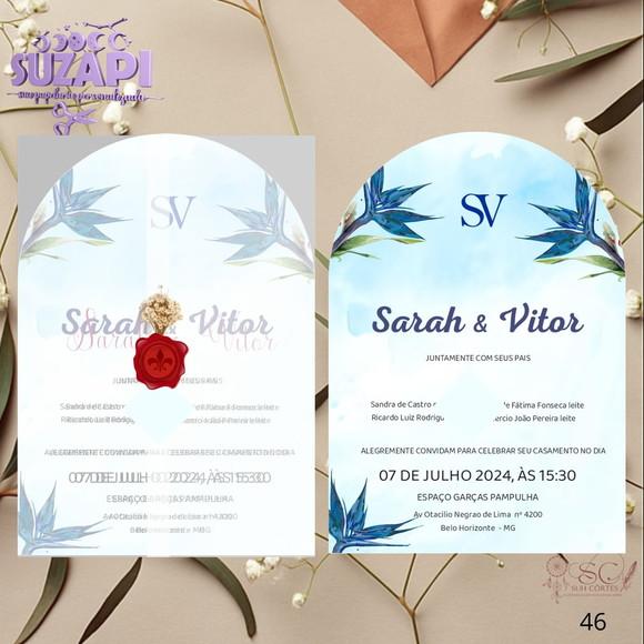 Convite de Casamento Azul Marinho Exclusivo
