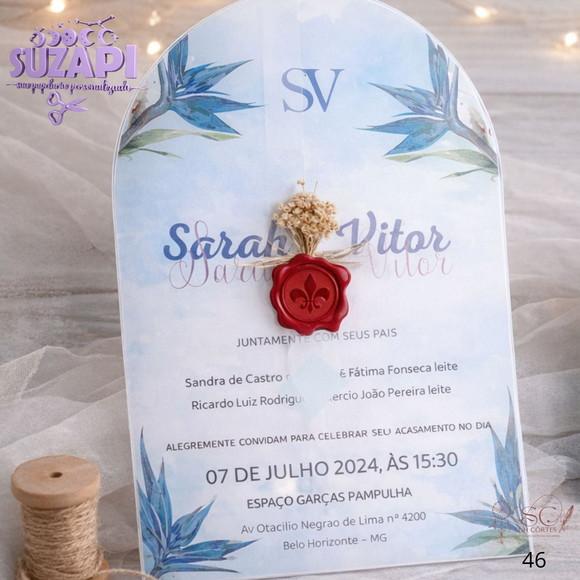 Convite de Casamento Azul Marinho Exclusivo