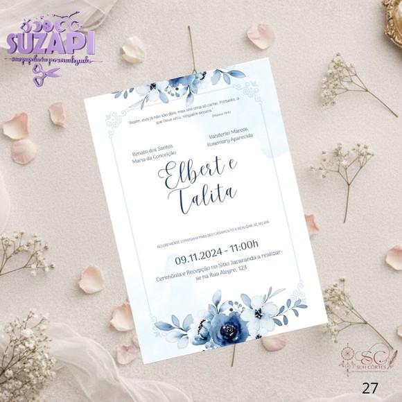 Convite de Casamento Azul Royal Tam A5