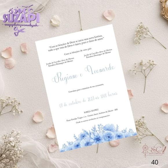 Convite de Casamento Azul Serenity Tam A5