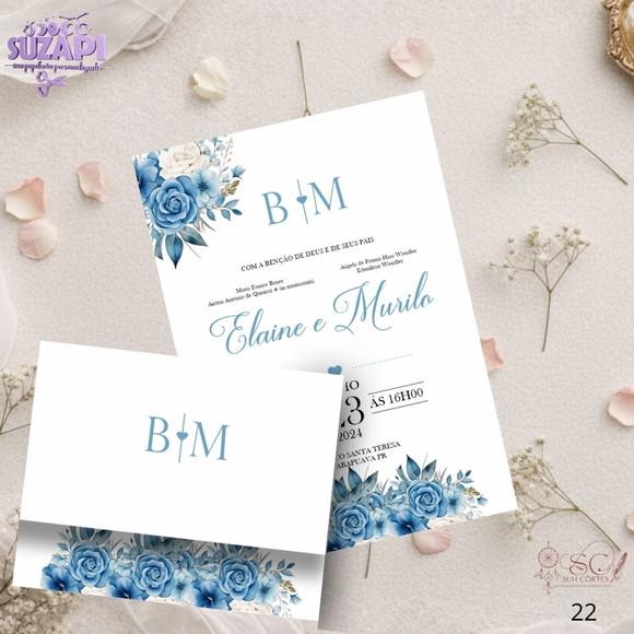 Convite de Casamento Azul Serenity Tam A5