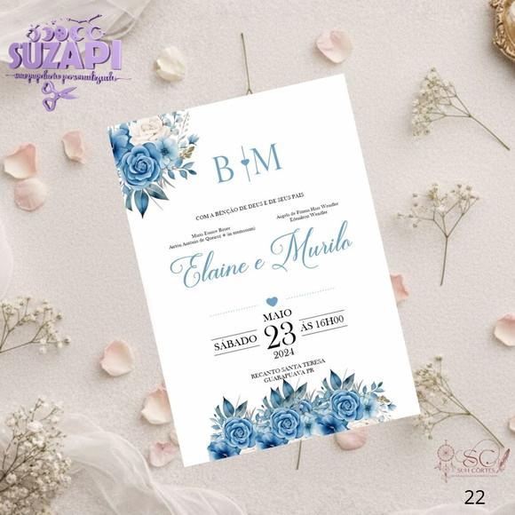 Convite de Casamento Azul Serenity Tam A5