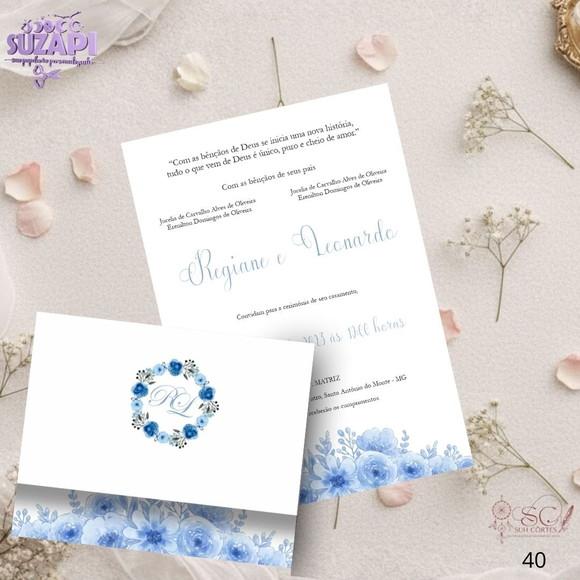 Convite de Casamento Azul Serenity Tam A5