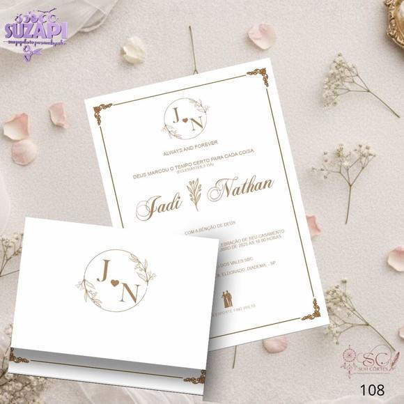 Convite de Casamento Bege Minimalista Tam A5