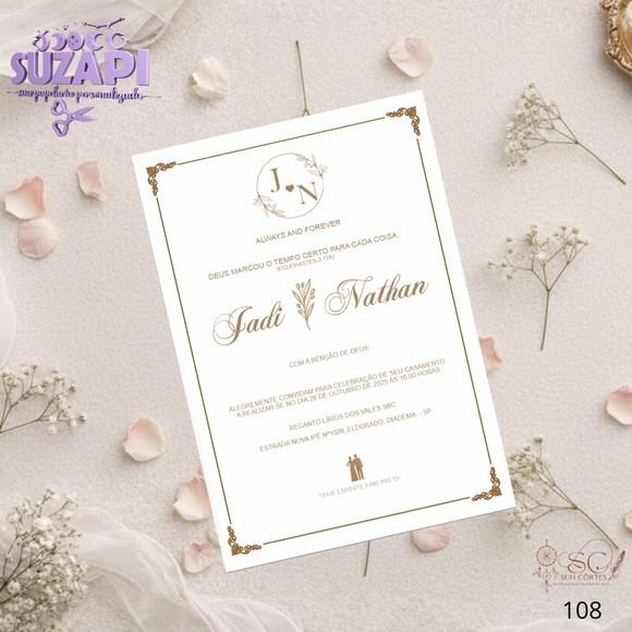 Convite de Casamento Bege Minimalista Tam A5
