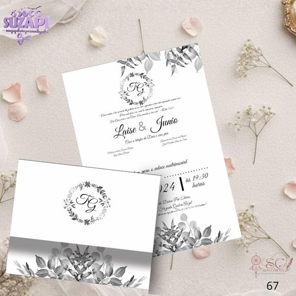 Convite de Casamento Branca e Preto Tam A5