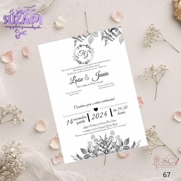 Convite de Casamento Branca e Preto Tam A5