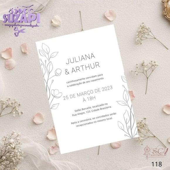Convite de Casamento Branco Minimalista Tam A5