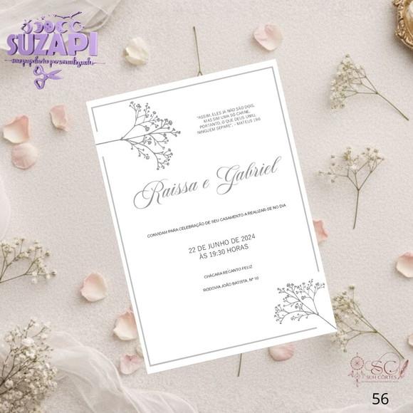 Convite de Casamento Branco e Preto Minimalista 1 Tam A5