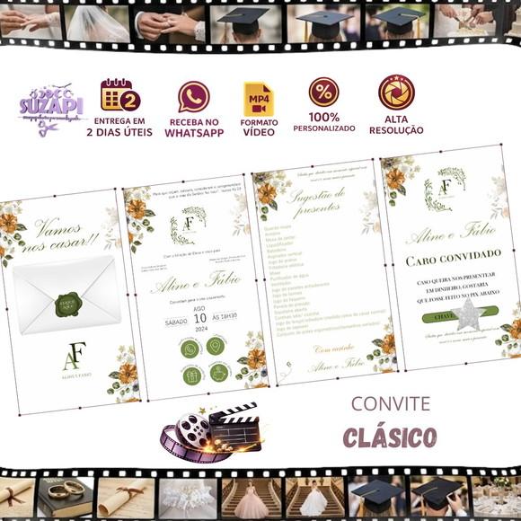 Convite de Casamento Classico Terracota e Verde + Brinde