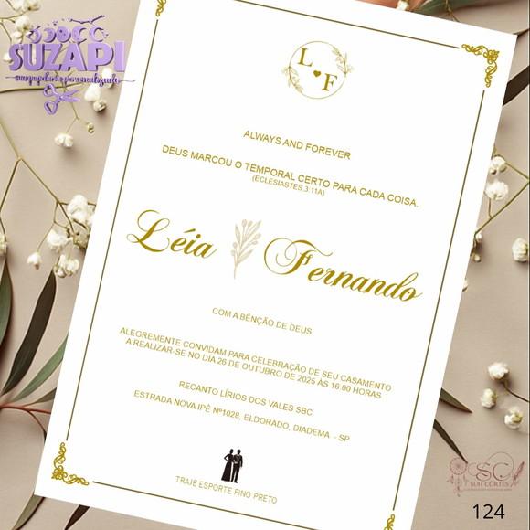 Convite de Casamento Dourado A5 Exclusivo