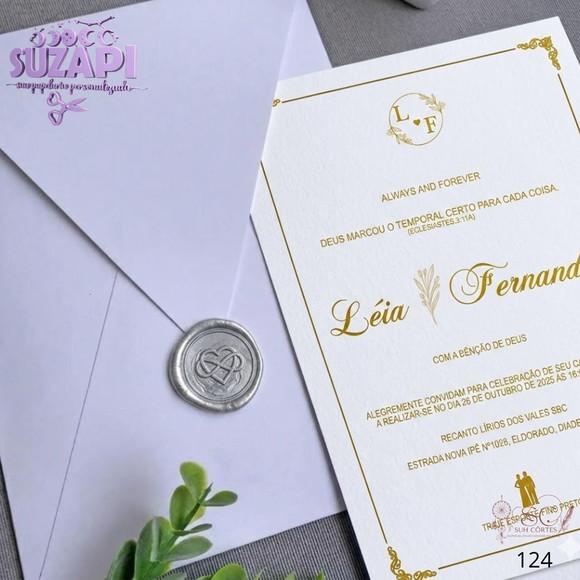 Convite de Casamento Dourado A6 Exclusivo