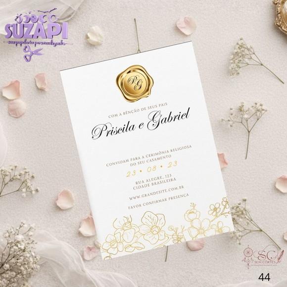 Convite de Casamento Dourado com Branco Tam A5