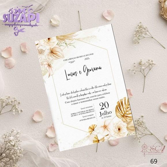 Convite de Casamento Dourado com Branco Tam A5