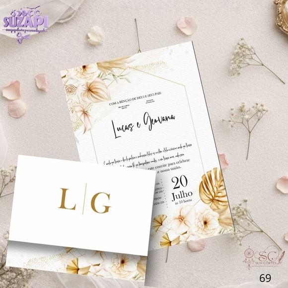 Convite de Casamento Dourado com Branco Tam A5