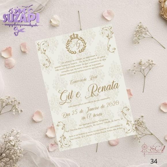 Convite de Casamento Dourado Tam A5