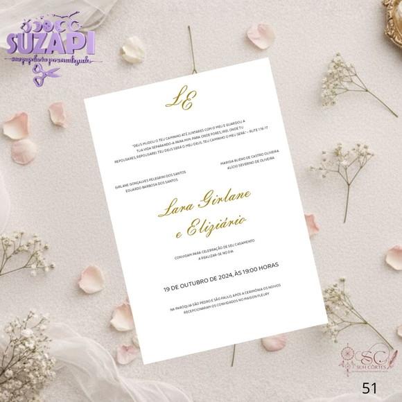 Convite de Casamento Dourado Minimalista Tam A5