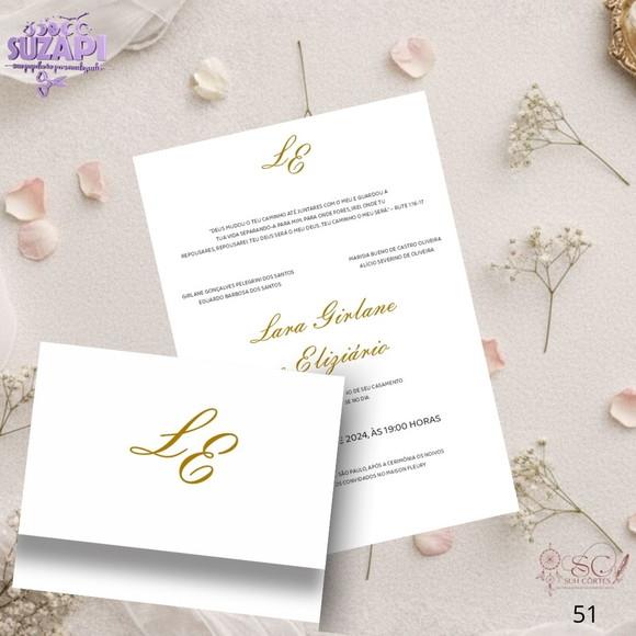 Convite de Casamento Dourado Minimalista Tam A5