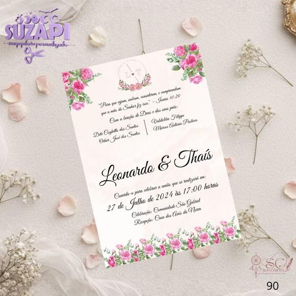 Convite de Casamento Flor Rosa Tam A5