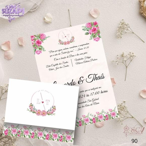Convite de Casamento Flor Rosa Tam A5
