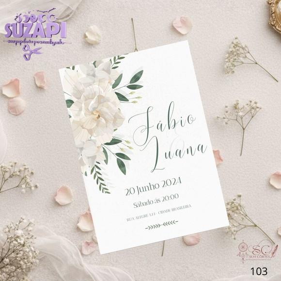 Convite de Casamento Floral Branco Tam A5