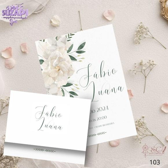 Convite de Casamento Floral Branco Tam A5