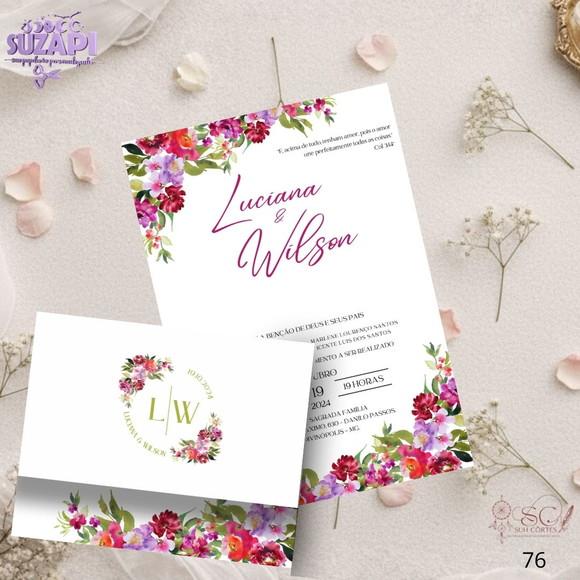 Convite de Casamento Floral Colorido Tam A5