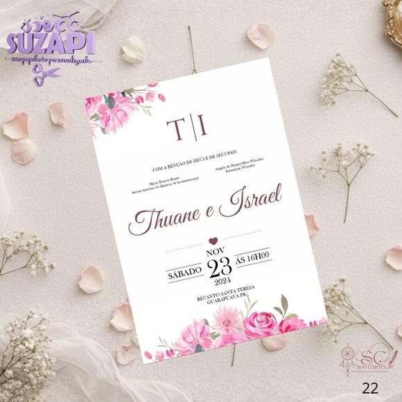 Convite de Casamento Floral Rosa Tam A5