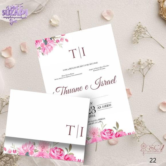 Convite de Casamento Floral Rosa Tam A5