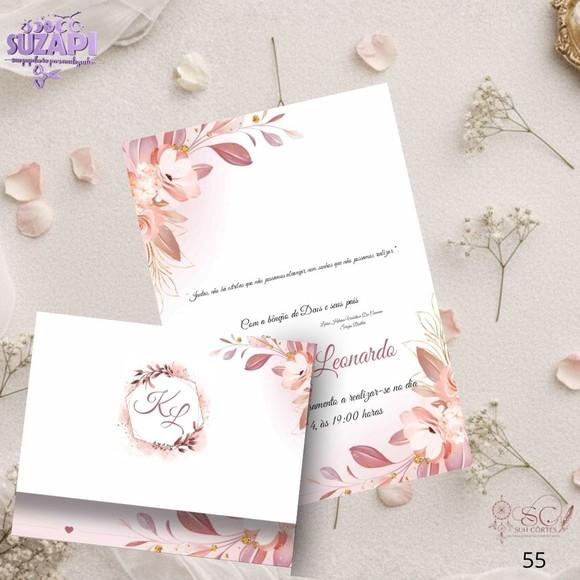 Convite de Casamento Floral Rose Tam A5