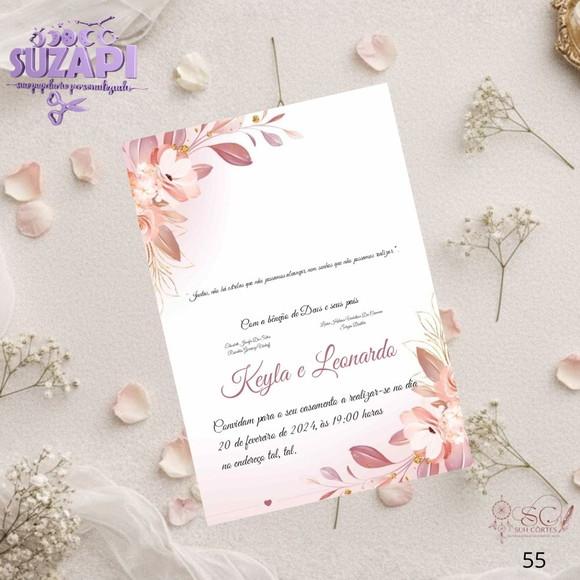 Convite de Casamento Floral Rose Tam A5