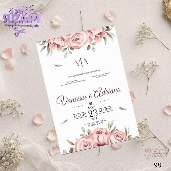 Convite de Casamento Floral Rose Tam A5