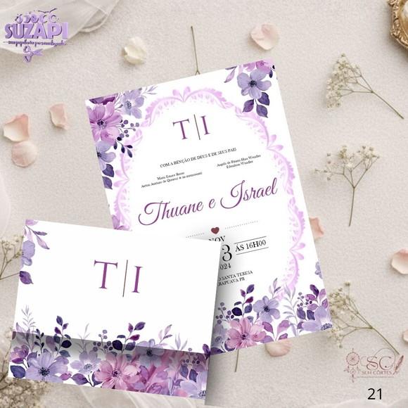Convite de Casamento Floral Roxotam A5