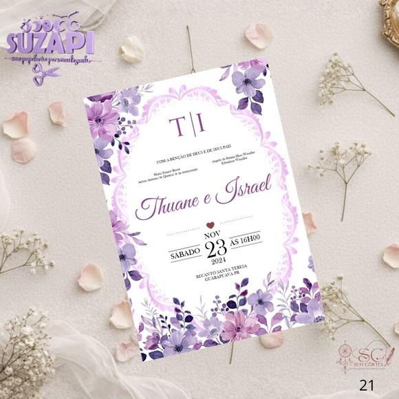 Convite de Casamento Floral Roxotam A5