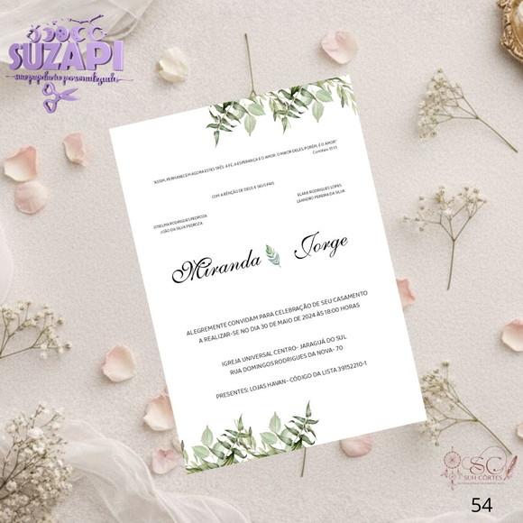 Convite de Casamento Folha Verde Tam A5
