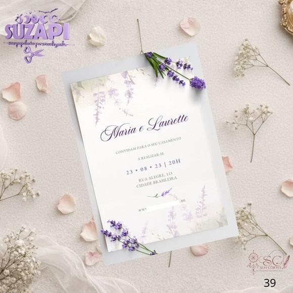 Convite de Casamento Lavanda 3d Tam A5