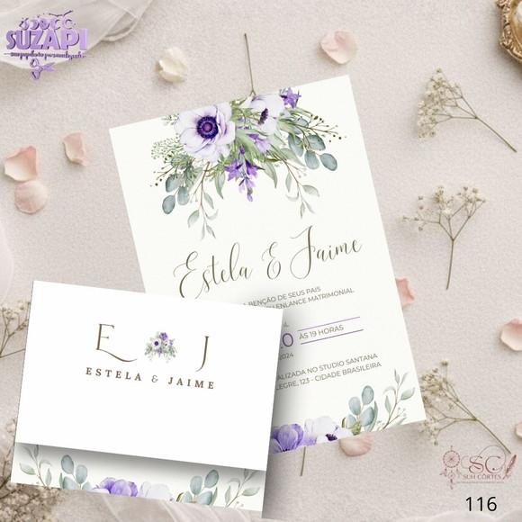 Convite de Casamento Lavanda Lilas Tam A5