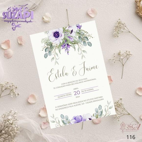 Convite de Casamento Lavanda Lilas Tam A5